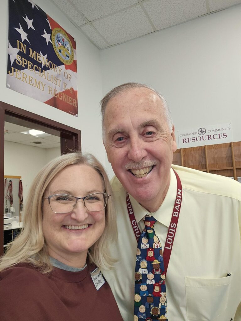 North Country PACE Coordinator, Jennifer Gilbert, and School Safety Officer, Mr. Louis Babin, at the PACE College Mini Fair in Littleton, NH.